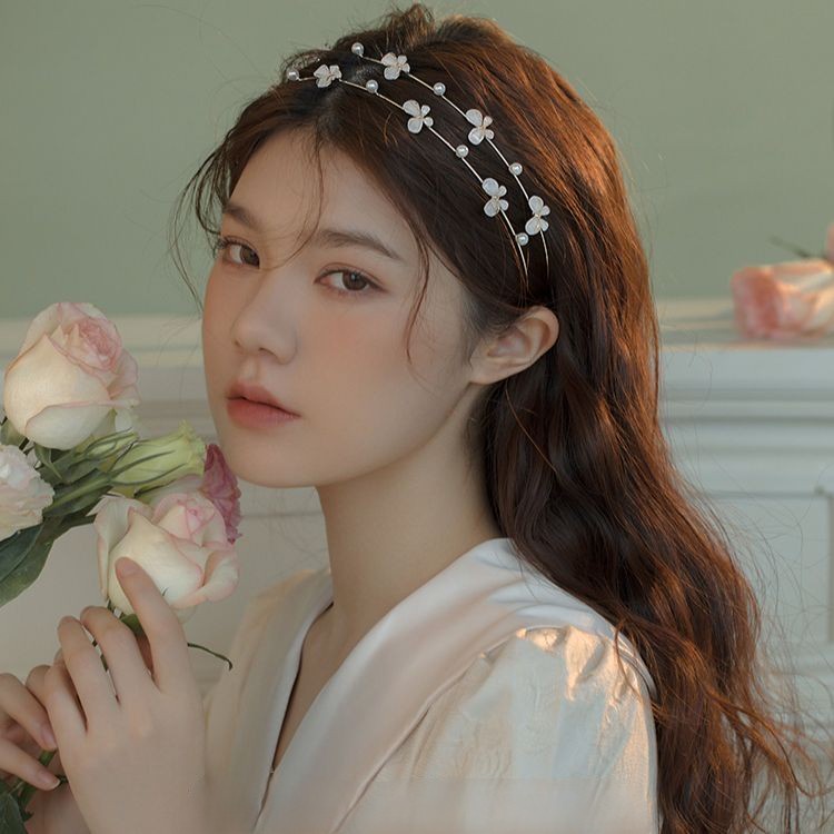 Băng Đô Tóc Hai Lớp Bằng Hợp Kim Hình Bướm Đính Ngọc Trai Thời Trang Dành Cho Nữ CHLINS