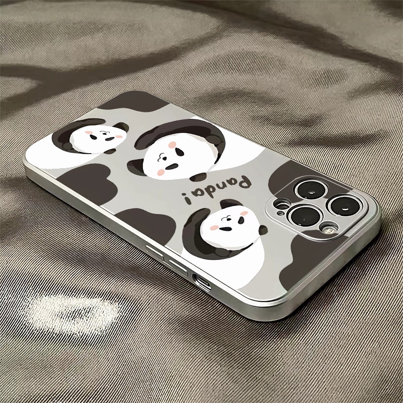 Ốp Điện Thoại TPU Silicon Mềm Mạ Điện Hình Gấu Trúc Chống Sốc Cho IPhone 14 13 12 11 Pro XS Max XR X 8 + 7 6S Plus