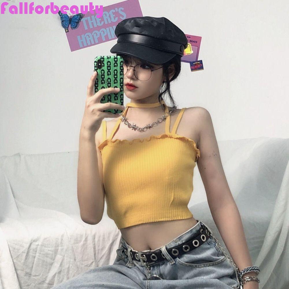 Áo Croptop Sát Nách Mềm Mại Y2K Thời Trang Mùa Hè Hàn Quốc Cổ Điển