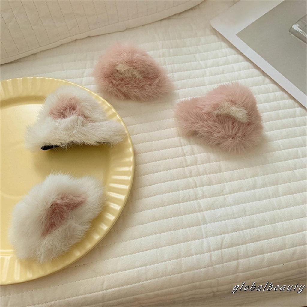 Kẹp Tóc Tai Thỏ Phối Lông Dễ Thương Dành Cho Nữ