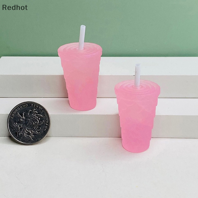 &lt; Redhot &gt; Bộ 2 Ống Hút Starbucks Bằng Resin Dạ Quang DIY Trang Trí Điện Thoại Chìa Khóa / Đồ Trang Trí Hình Cốc Kem Đáng Yêu