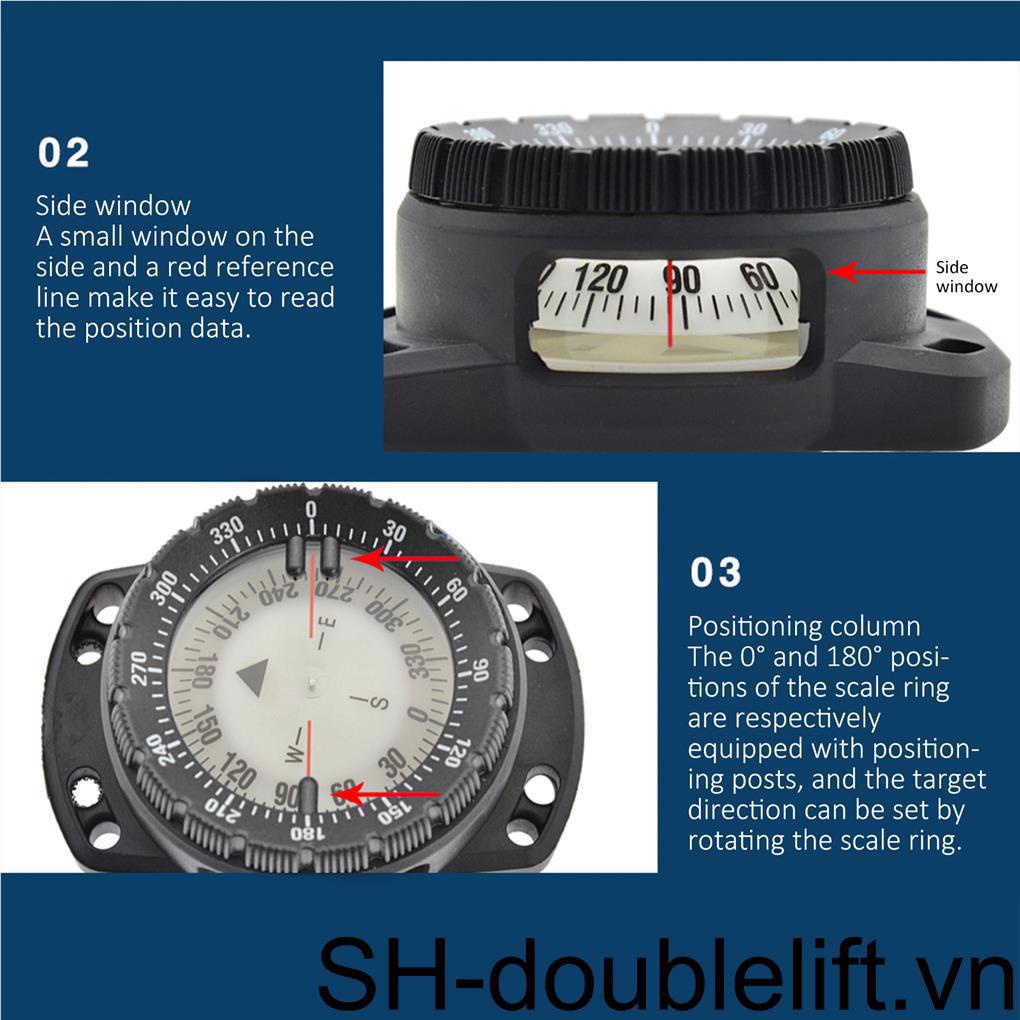 La Bàn Định Vị Hướng Đi Lặn Chuyên Nghiệp Chống Thấm Nước Kèm Dây Co Giãn Và Tấm Hướng Dẫn Màu