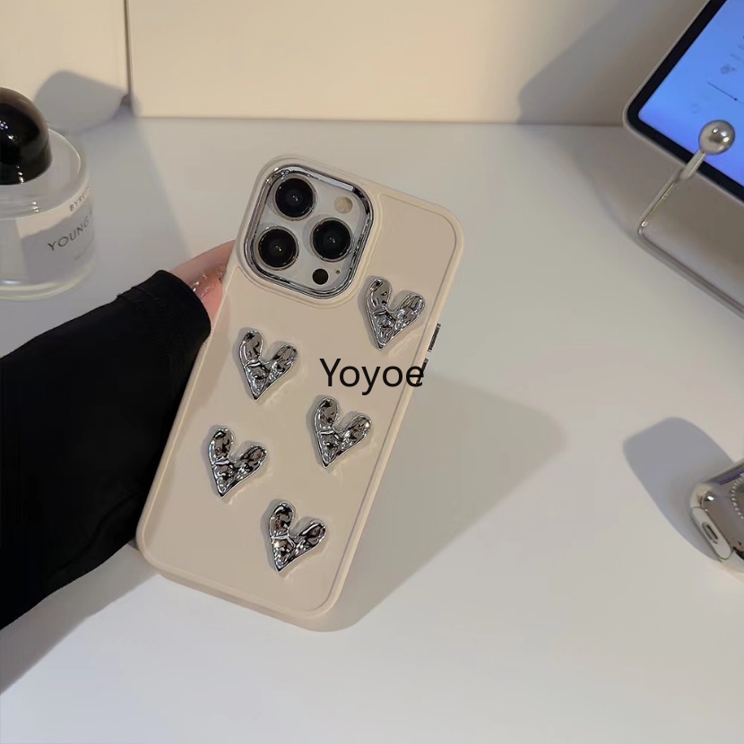 Ốp Điện Thoại Silicon Mềm Chống Sốc Họa Tiết Trái Tim 3D Cho iPhone 14 13 12 11 Pro Max 14 Plus 7 8 Plus X XR XS Max