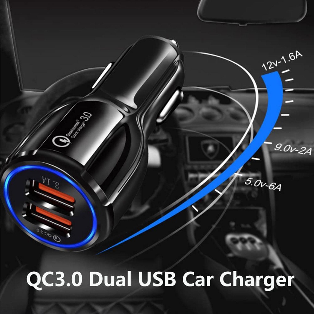 Tẩu Sạc Nhanh X5N8 Hai Cổng Có Đèn Cho Xe Hơi