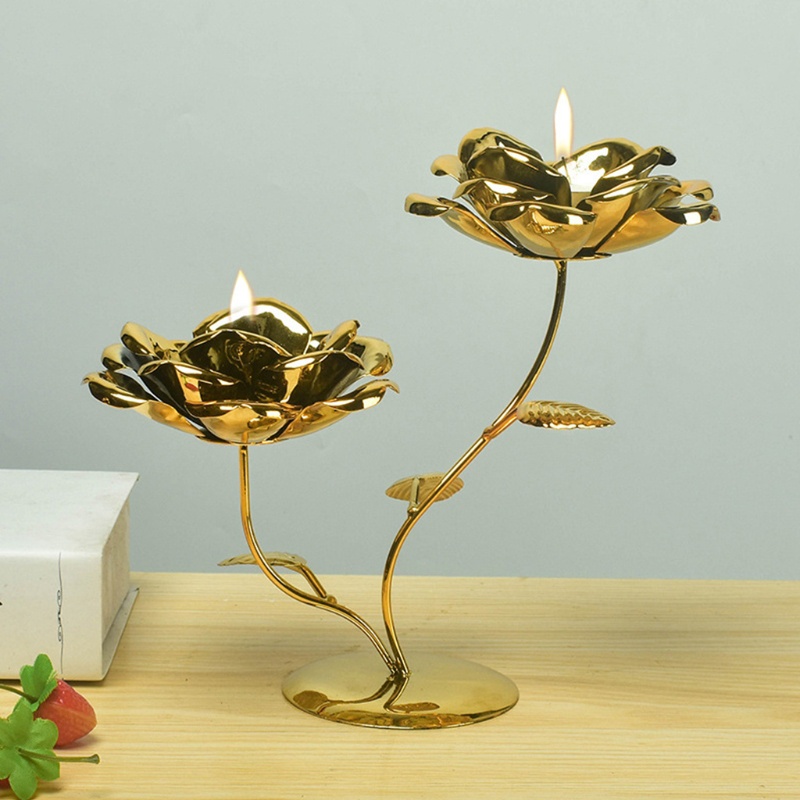 Giá Đỡ Nến Bằng Kim Loại Mạ Sắt Hình Hoa Sen Phong Cách Bắc Âu