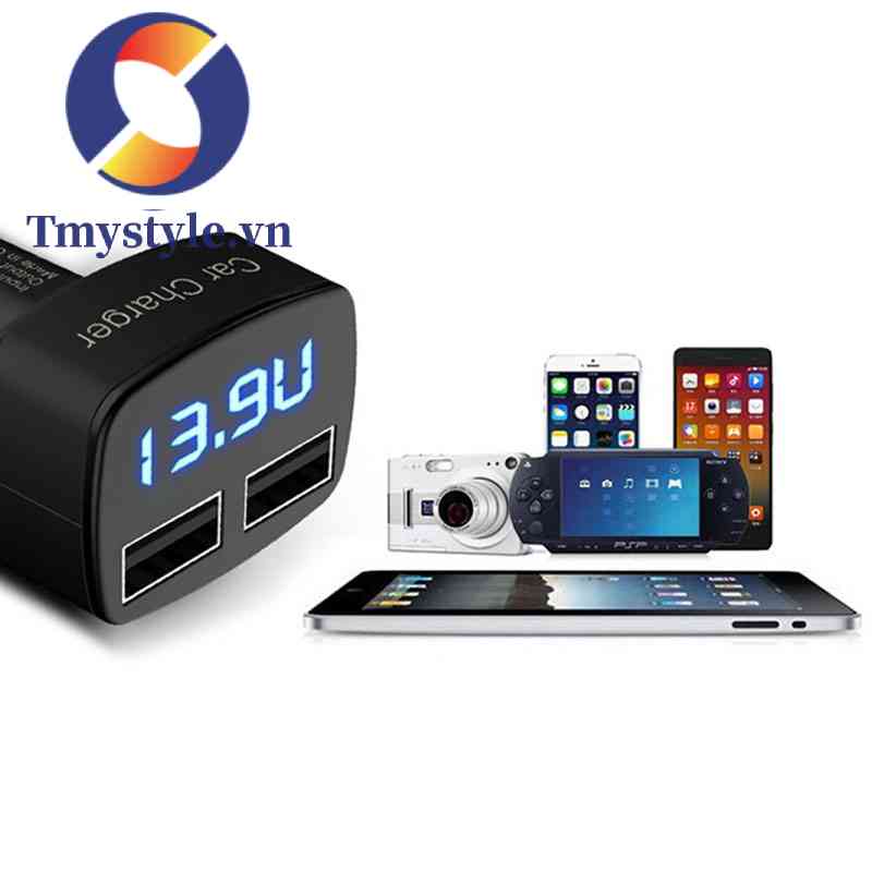 Tẩu Sạc Hai Cổng USB 3.1A 4 Trong 1 Kiểm Tra Hiệu Điện Áp Cho Xe Hơi