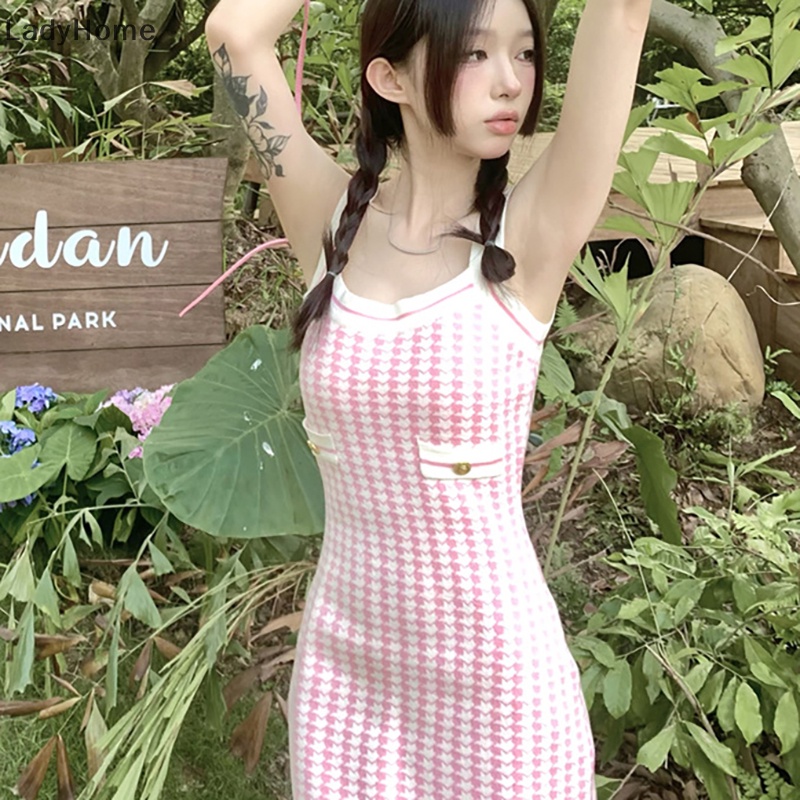 Đầm Hai Dây Dệt Kim Ôm Dáng Gợi Cảm Cho Nữ