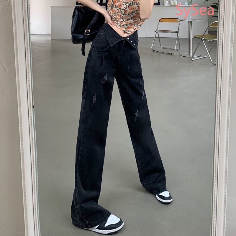 Quần Dài Lưng Cao Kiểu Retro Hàn Quốc Thiết Kế Năng Động Cho Nữ