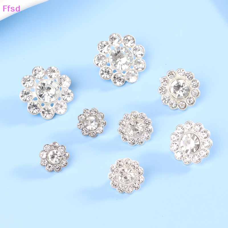 Bộ 10 Nút Áo Kim Loại Hình Bông Hoa Đính Đá Trang Trí Sổ Tay DIY