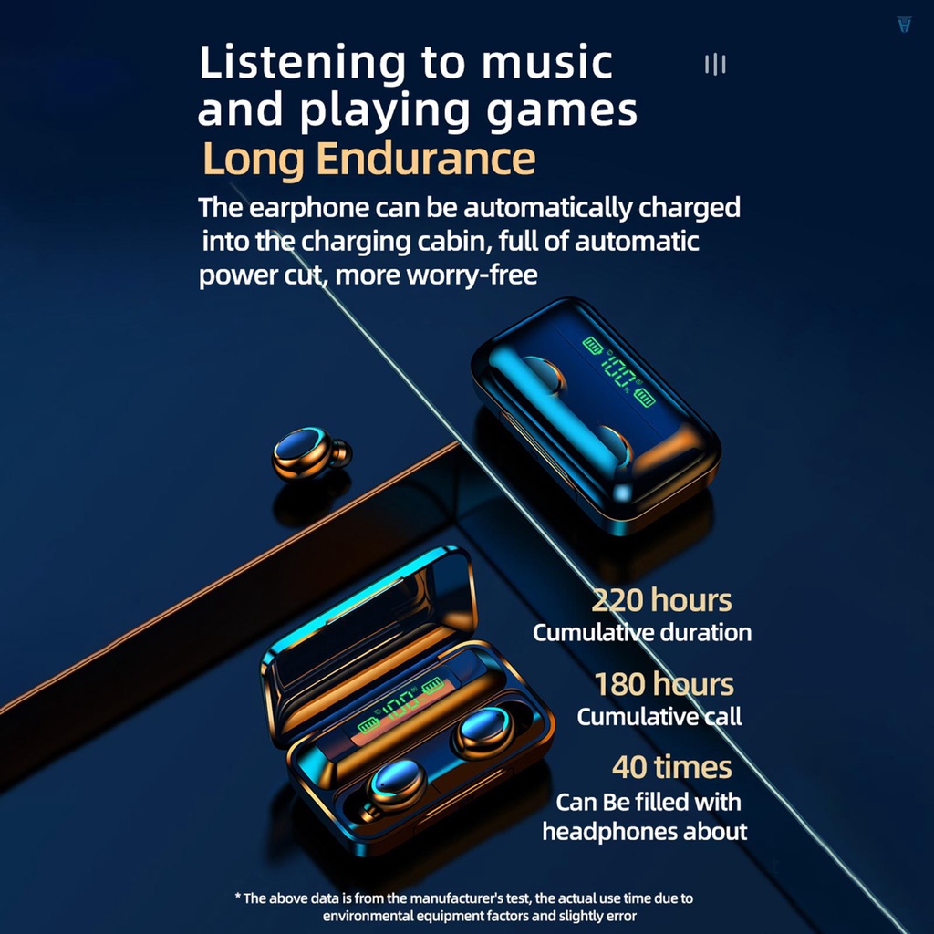 Tai Nghe Nhét Tai 5.1 BT Có Đèn Led Cảm Ứng Tích Hợp Pin Sạc 1500mAh Kèm Hộp Đựng Mini