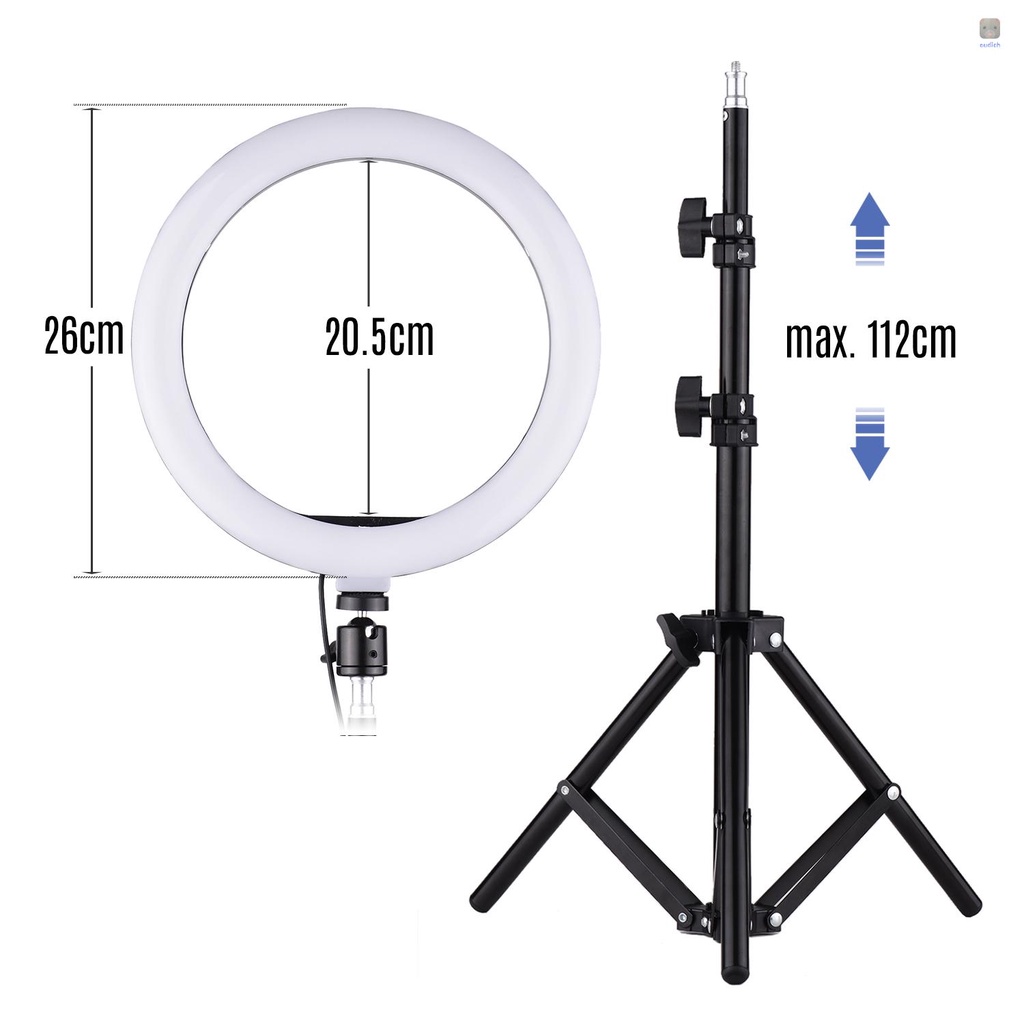 Đèn LED Andoer 10 Inch 3 Chế Độ 3200-5600K Cổng USB Kèm Giá Đỡ Điện Thoại Điều Khiển Từ Xa Tiện Dụng