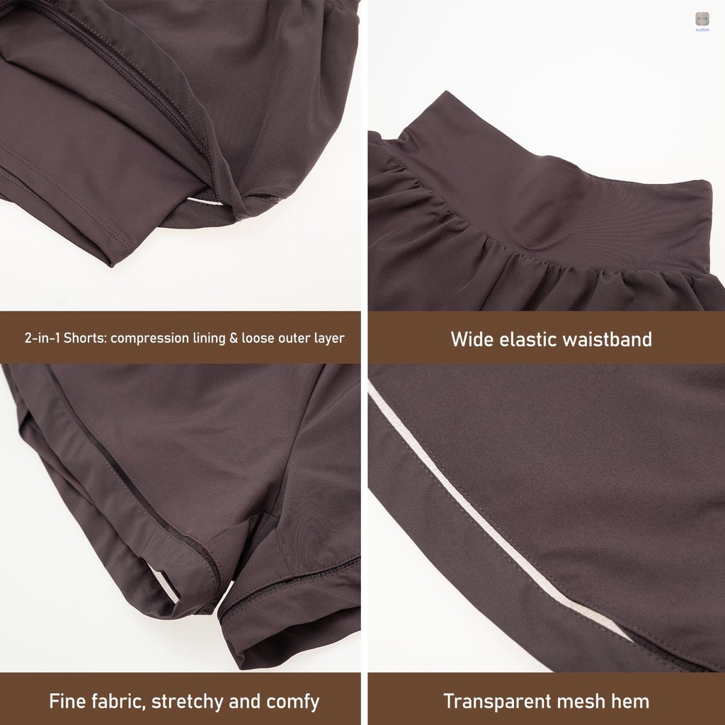 Quần Short Thể Thao 2 Trong 1 Lưng Thun Nhanh Khô Thoáng Khí Cho Nữ