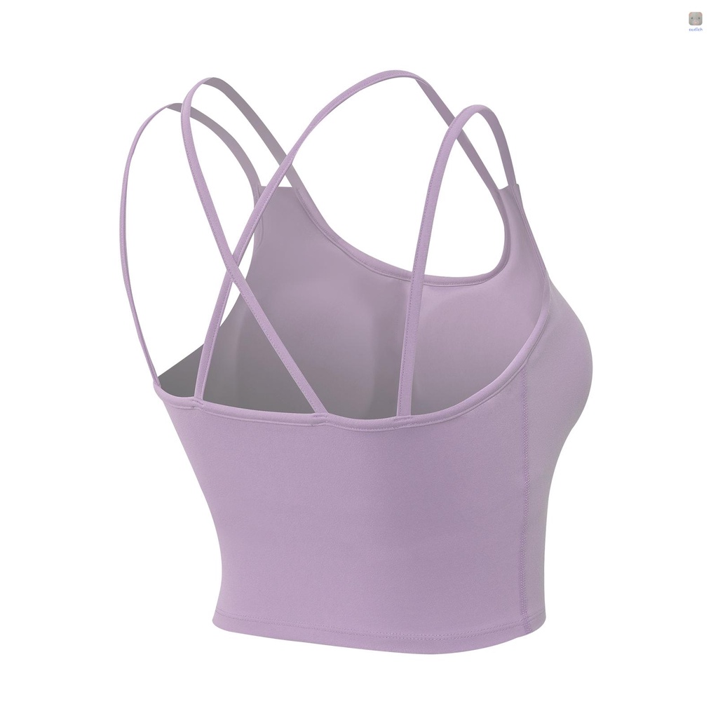 Áo Ngực Thể Thao 2 Trong 1 Có Mút Đệm Dây Đan Chéo Lưng Thời Trang Cho Nữ