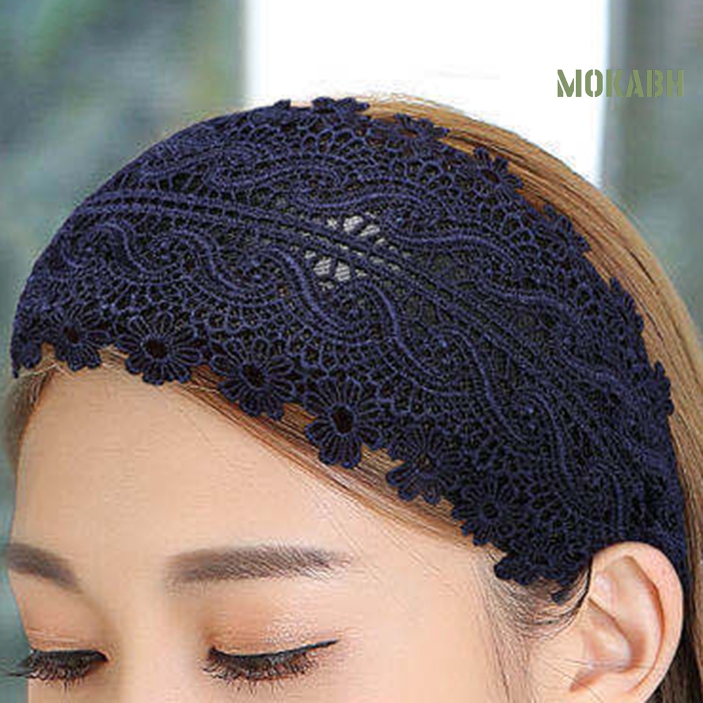 Băng Đô Cài Tóc Chống Trượt Phối Ren Thêu Họa Tiết Phong Cách Cổ Điển Thời Trang Cho Nữ