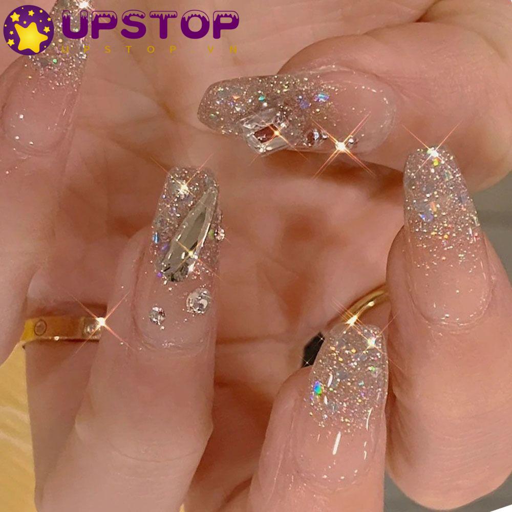 Set 24 Móng Tay Giả Trong Suốt Có Thể Tháo Rời