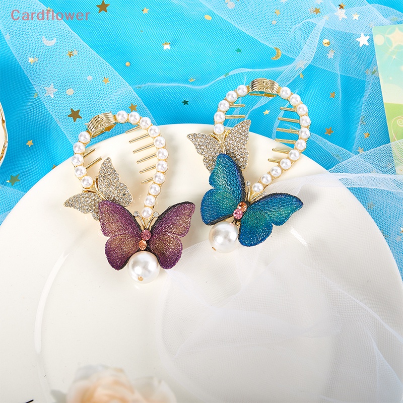 Kẹp Tóc Hình Bướm Đính Đá Ngọc Trai Thời Trang Mới Cho Nữ