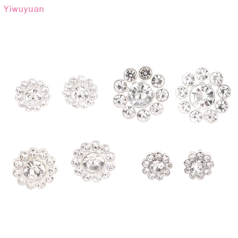 10 Nút Áo Hình Hoa Bằng Kim Loại Đính Đá Lấp Lánh DIY Mới