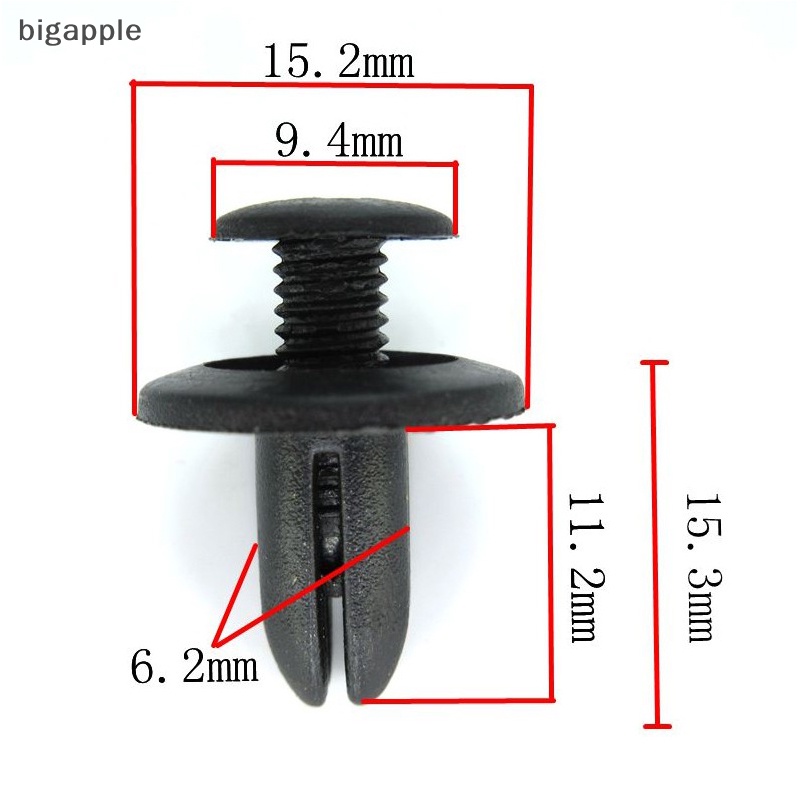 FENDER Set 50 Đinh Tán Nhựa Màu Đen 8mm Phụ Kiện Dành Cho Xe Ô Tô Set 50 Đinh Tán Nhựa 8mm Màu Đen Cho Xe Hơi Ốp Điện Thoại Thời Trang Cho Iphone 50X 8 50X 8