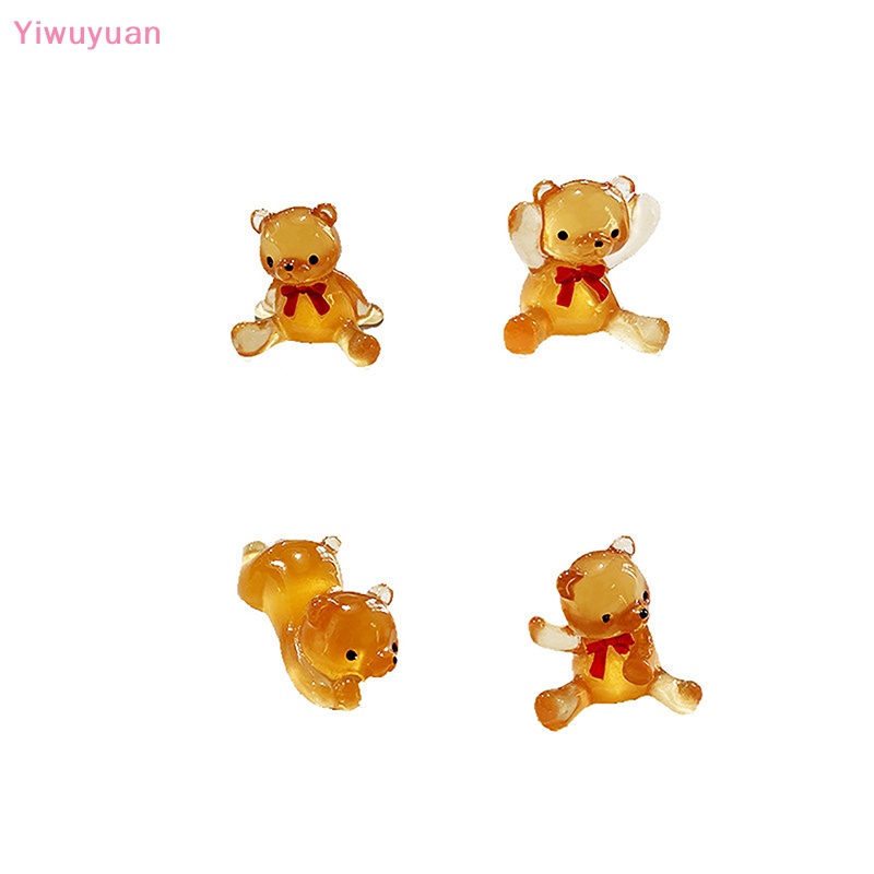 Bộ 2 Chú Gấu Mini Bằng Nhựa Phát Quang Trang Trí Mới