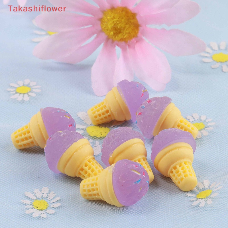 (Takashiflower) Set 10 Kẹp Tóc Hình Kem Dạ Quang Bằng Nhựa Resin Đáng Yêu Cho Sổ Tay DIY