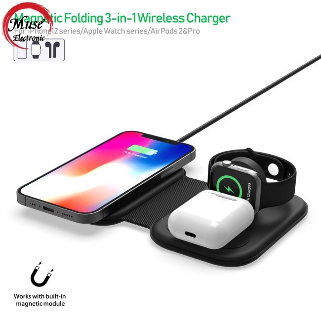 Đế Sạc Điện Thoại / iwatch / tws Không Dây 3 Trong 1 Từ Tính F20 15w Sạc Nhanh