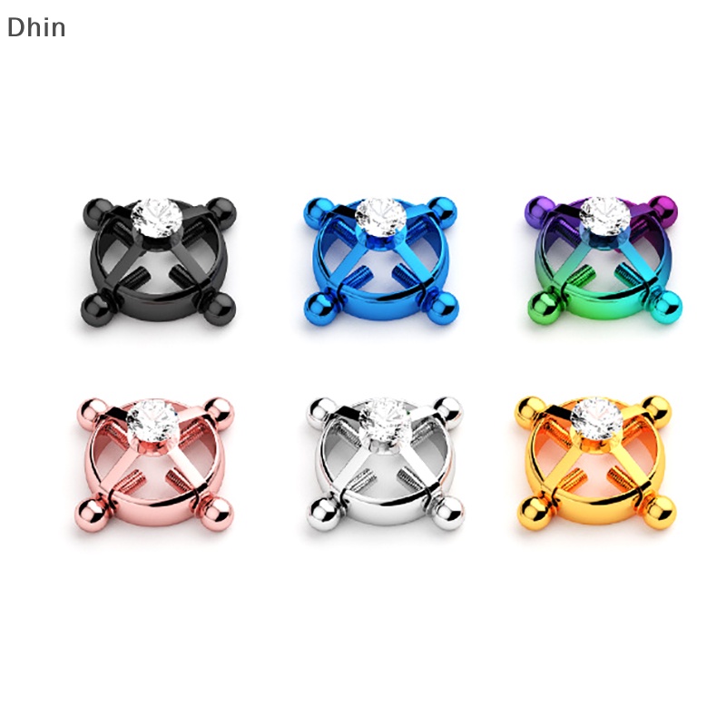 [Dhin] Núm Vú Giả Tròn Bằng Thép Không Gỉ Dát Đá Zircon Quyến Rũ Trang Sức Quyến Rũ COD