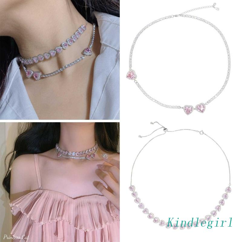 Vòng cổ Mặt Trái Tim Đính Đá Zircon Lấp Lánh Cho Nữ