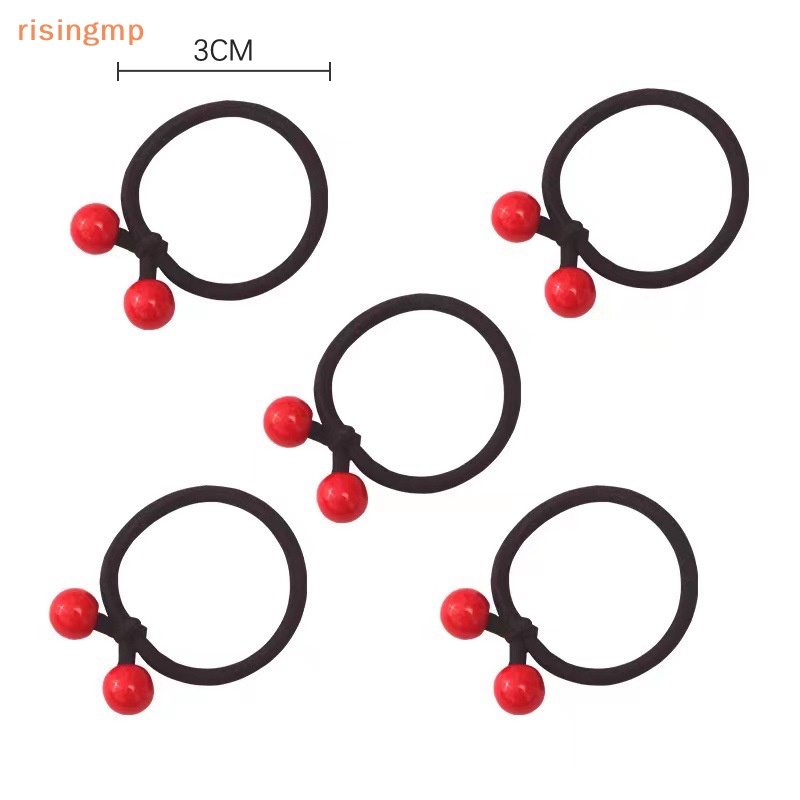 Set 50 Dây Buộc Tóc Cao Su Co Giãn Đính Hạt Đậu Đỏ Dành Cho Bé Gái