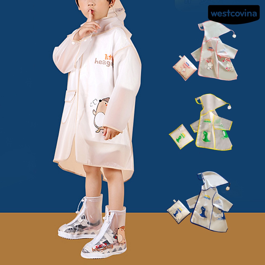 [COD]☁Áo Mưa Co Giãn Trong Suốt Chống Thấm Nước Có Mũ Trùm Tiện Dụng Cho Bé