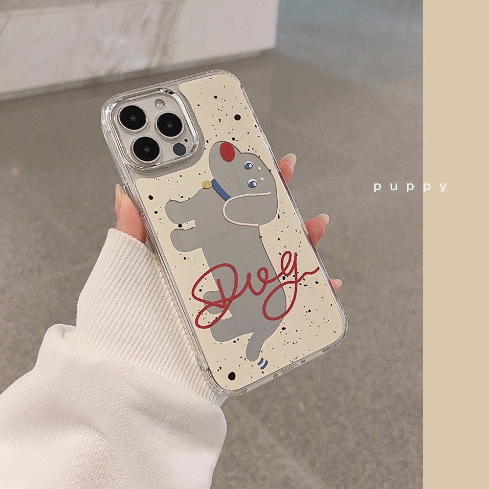 Ốp Điện Thoại Mặt Gương Trong Suốt Hình Chú Chó Cho Iphone 14 11 12 13 PRO MAX AT0264