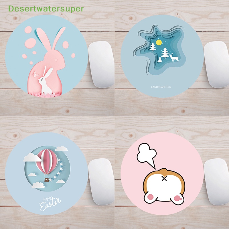 Dsvn Thảm Lót Chuột Tròn 20CM Chống Trượt In Hình Hoa Cảnh Thành Phố / Thỏ Hoạt Hình