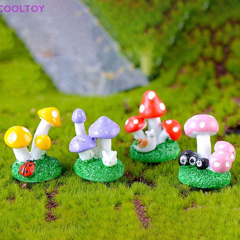 Đồ trang trí Nấm Hoạt Hình Mini Bằng Nhựa Resin Trang Trí Thủ Công