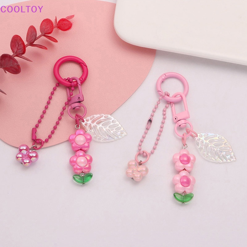 Móc Chìa Khóa Xe Hơi Bằng Acrylic Họa Tiết Hoa Năm Cánh Nhiều Màu Dễ Thương