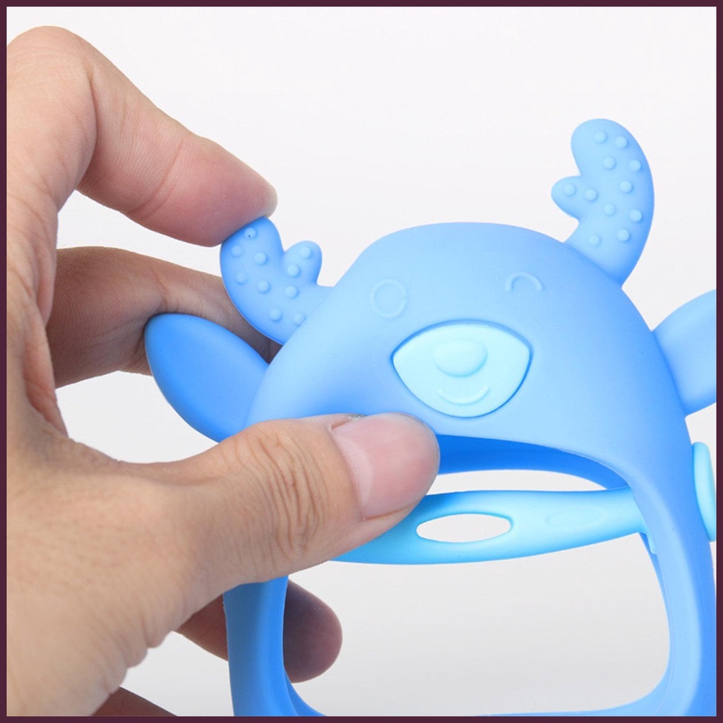 Găng Tay Ngậm Mọc Răng Silicone Hình Hươu Cho Bé