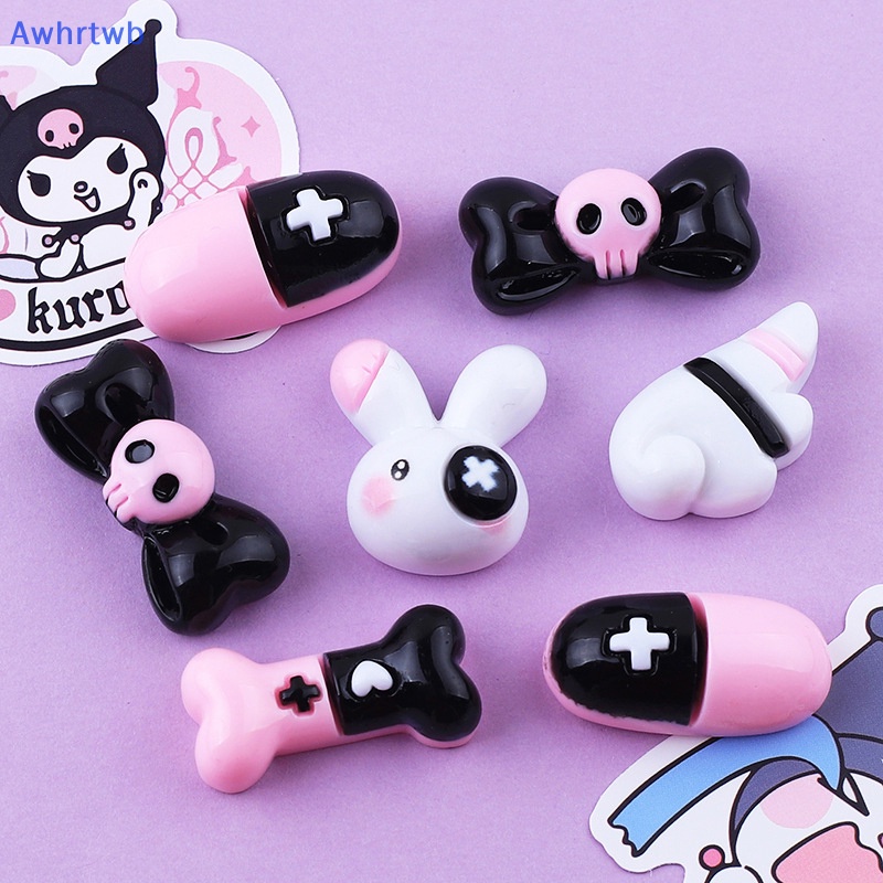 Set 10 Phụ Kiện Kẹp Tóc Hình Nơ / Thỏ Bằng Nhựa Resin Bóng DIY Mới