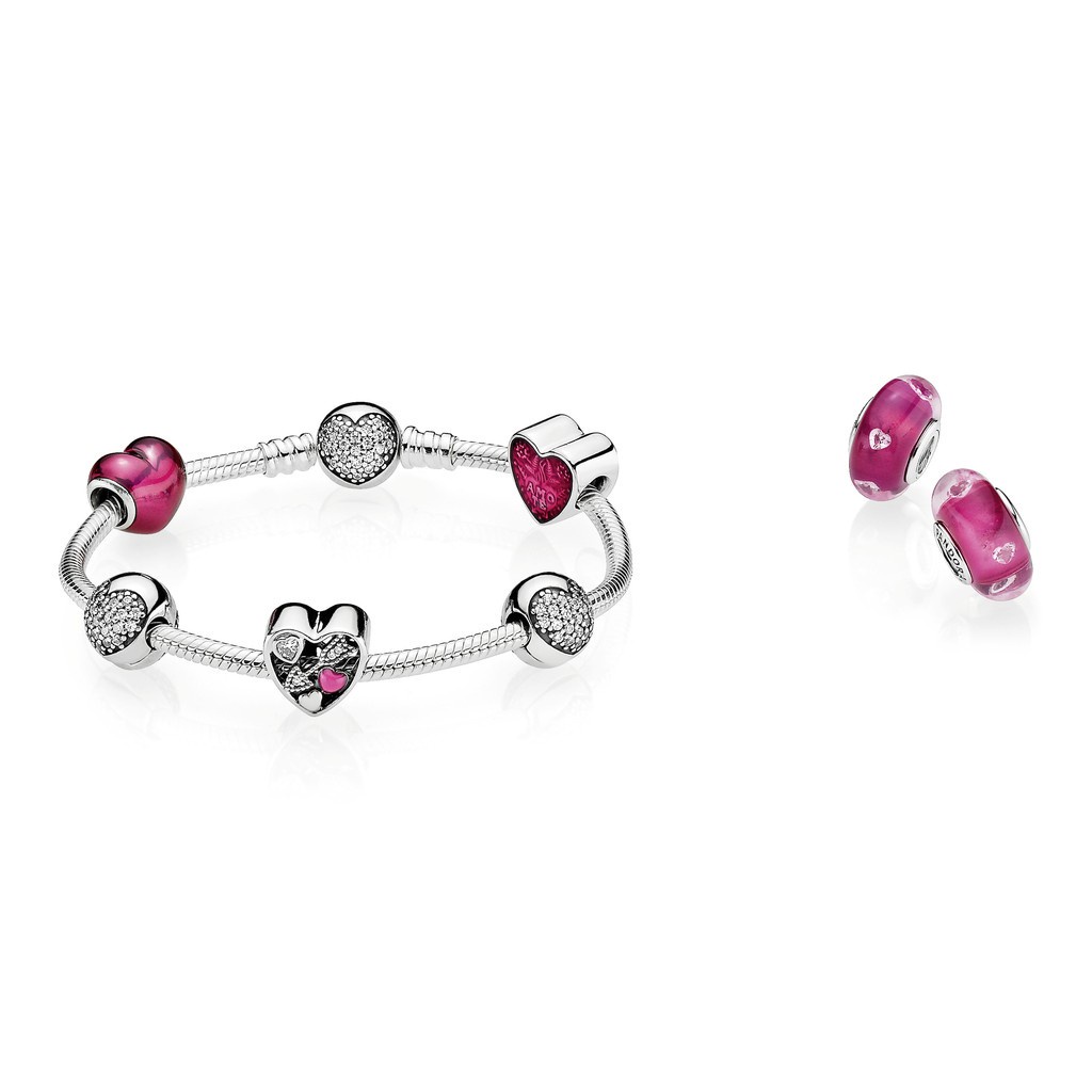 Charm bạc trái tim đỏ Stylish Heart Dangle Charm 1238- Bạc S925