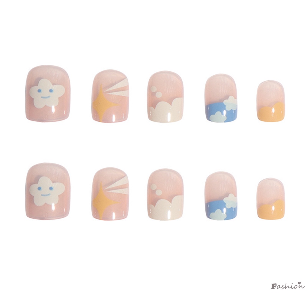 Móng Tay Giả Hình Đám Mây Và Ngôi Sao Màu Hồng Thoải Mái Tự Nhiên