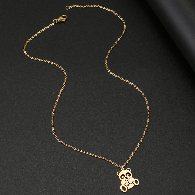 Vòng cổ Thép Không Gỉ Mạ Vàng Mặt Gấu Trúc Dễ Thương Phong Cách Hip Hop Cho Nam Và Nữ