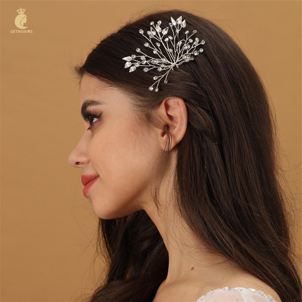 GETNOIVAS Trâm Cài Tóc Hình Giọt Nước Có Đính Đá Lấp Lánh
