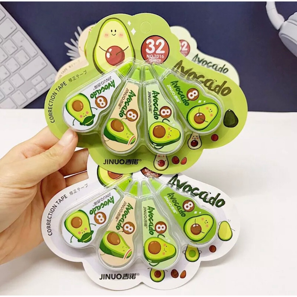 Vỉ 4 bút xoá kéo hình trái bơ