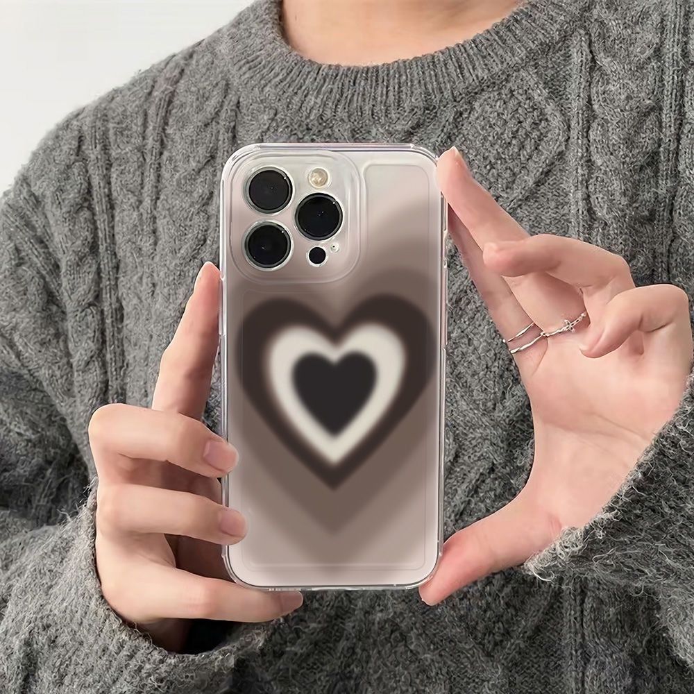 ✅Ốp Điện Thoại Mềm Màu Đen Chống Sốc Hình Trái Tim Cho Iphone 13max 11 14Pro 12Plus 786In UYVE