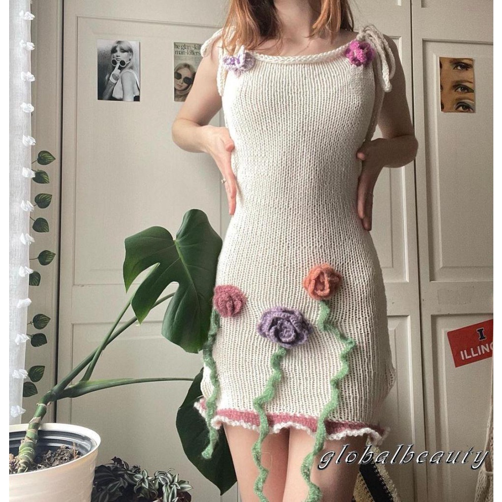 Đầm Dệt Kim Hai Dây Không Tay Họa Tiết Hoa Thời Trang Mùa Hè Cho Nữ