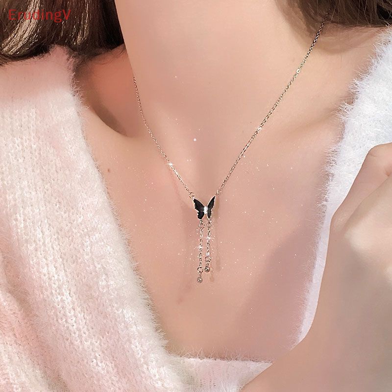 [ErudingV] Vòng cổ Nhiều Lớp Tua Rua Hình Bướm Đen Phong Cách Retro Cá Tính Thời Trang Dành Cho Nữ [Mới]