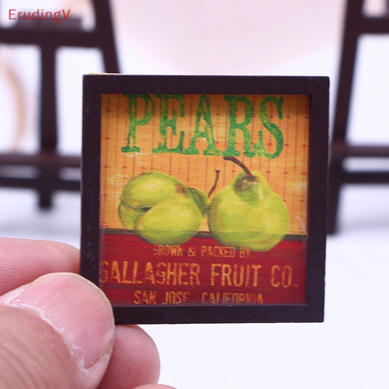 [ErudingV] Set 4 Tranh Treo Tường Hình Trái Cây Vintage Trang Trí Nhà Búp Bê 1 / 12