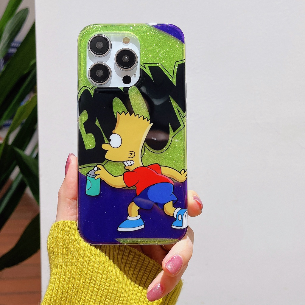 Ốp Điện Thoại TPU Mềm Trong Suốt Hai Mặt Họa Tiết Simpson Cho iPhone 12 13 14 Pro Max