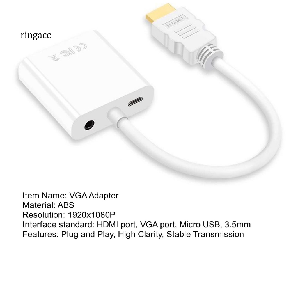 Giắc Chuyển Đổi 3.5mm Sang Cổng Micro USB Mạ Vàng 1080P HDMI Cho Máy Tính