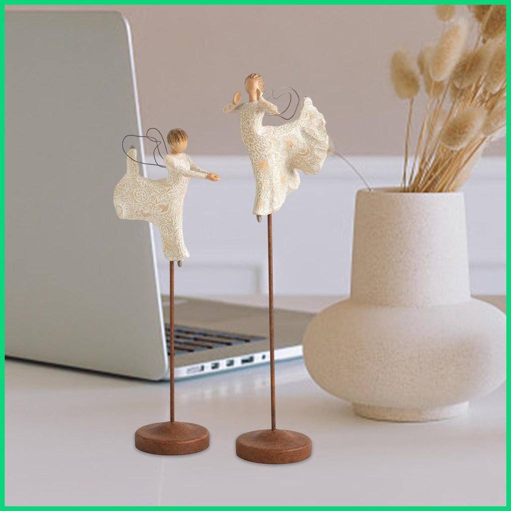 Set 2 Tượng Thiên Thần Manger Bằng Nhựa Resin Để Bàn Trang Trí Giáng Sinh