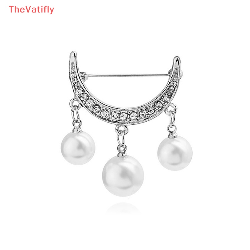 Ghim Cài Áo Hình Mặt Trăng Đính Ngọc Trai Thanh Lịch Cho Nữ