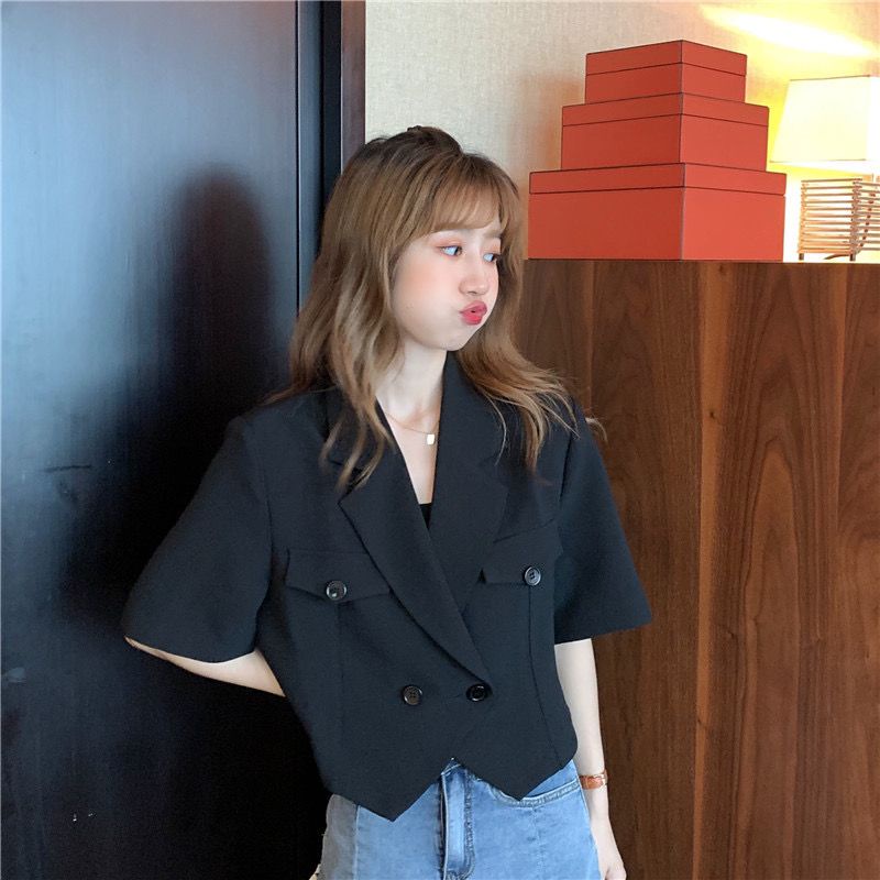 IELGY  Áo Khoác Lửng Mỏng Dáng Rộng Màu Trắng Phong Cách Hàn Quốc Dành Cho Nữ