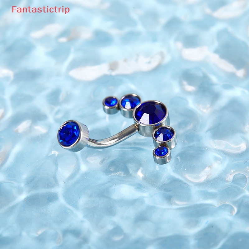 Khuyên Rốn Dạng Thanh Tạ Cong Bằng Thép Không Gỉ Đính Đá Zircon Thời Trang Cho Nữ